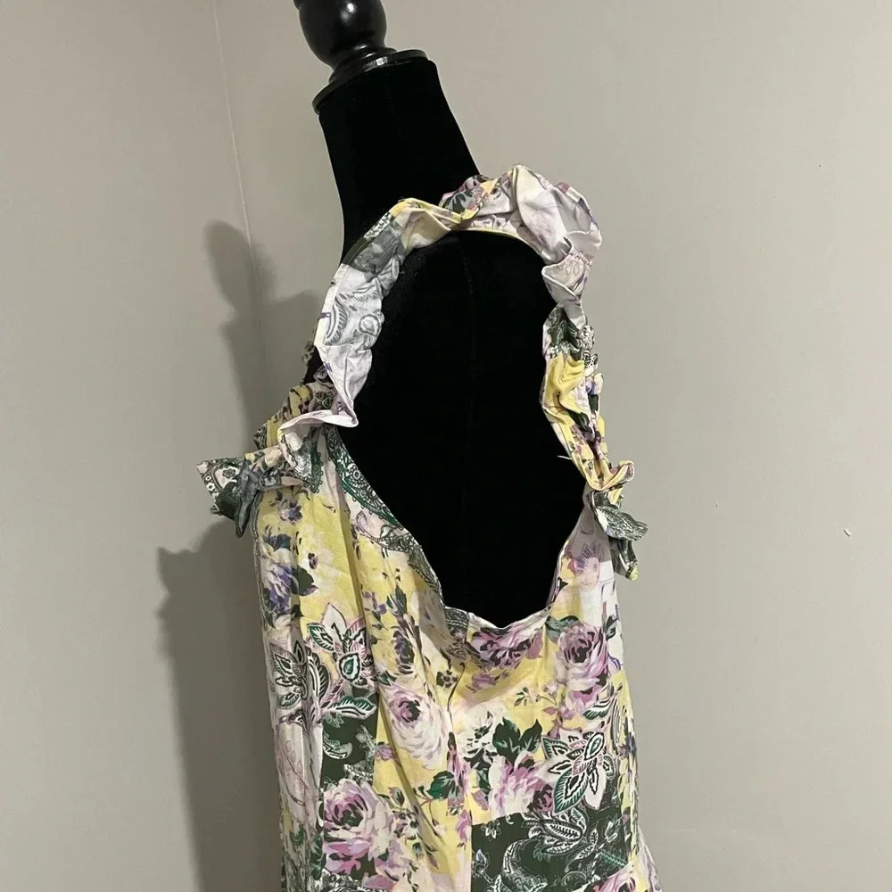 Loft Patchwork Ruffle Squareneck Midi Dress Size … - image 8